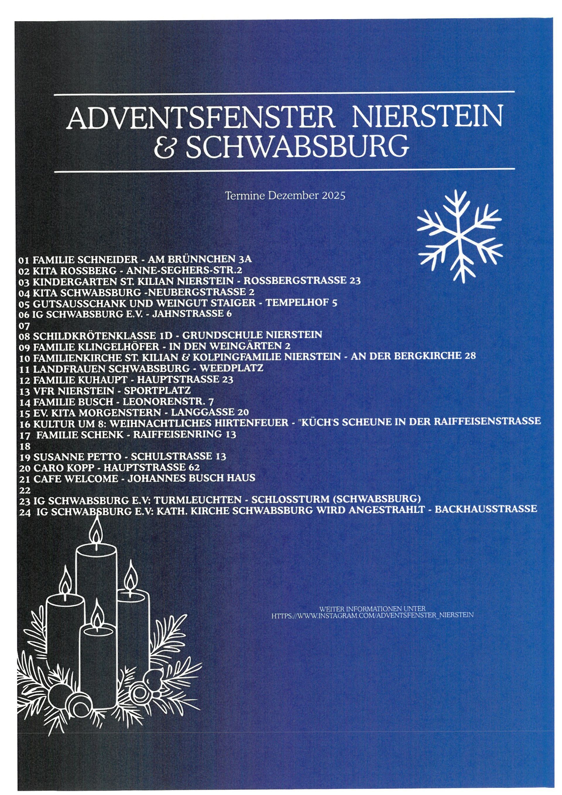 Adventsfenster Nierstein und Schwabsburg Adventsfenster Nierstein und Schwabsburg