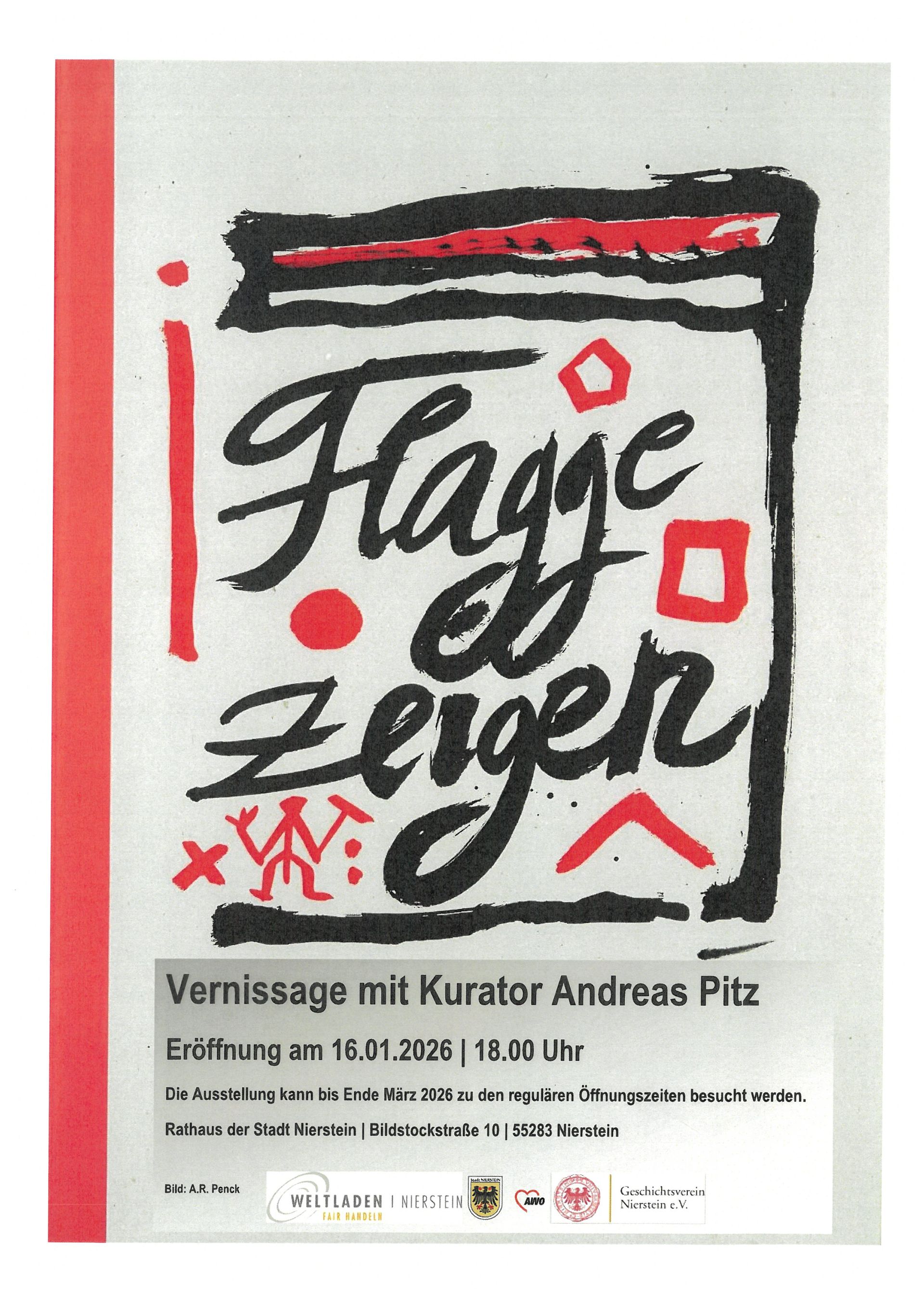 Plakat zur Ankündigung einer Ausstellung im Rathaus