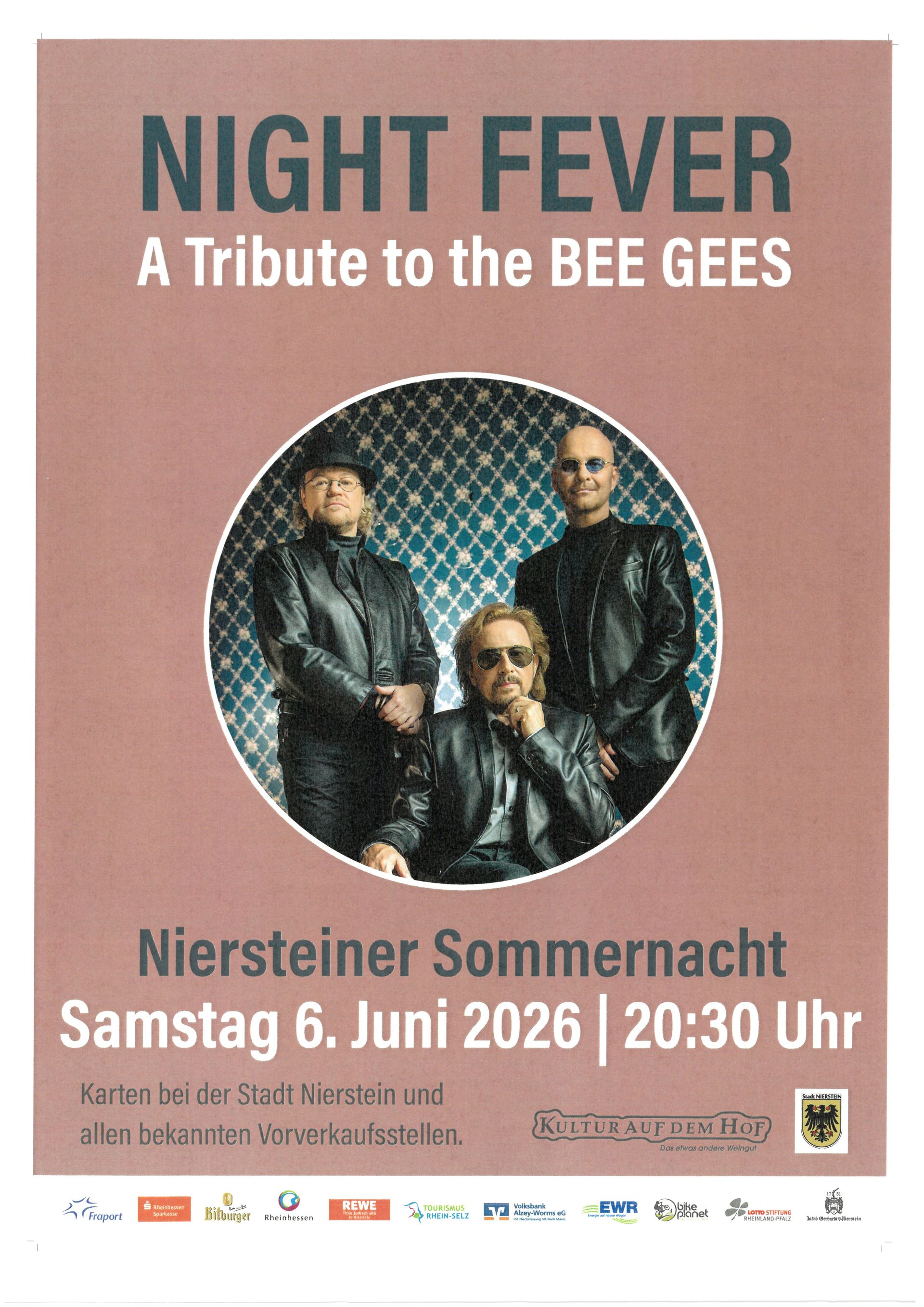 Plakat zur Ankündigung einer Veranstaltung BeeGees Night Fever