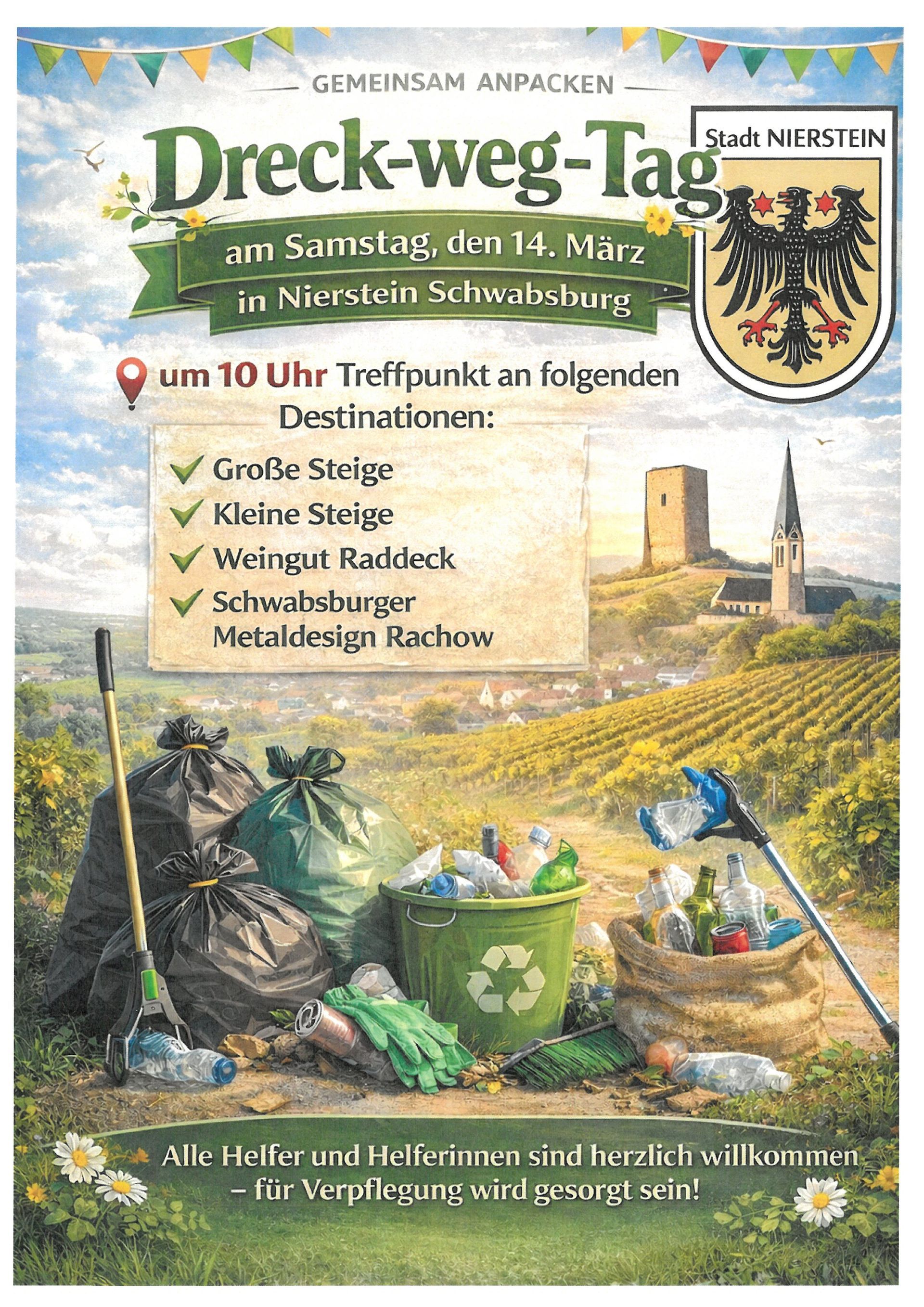 Plakat zur Ankündigung des Dreck weg Tag Plakat zur Ankündigung des Dreck weg Tag