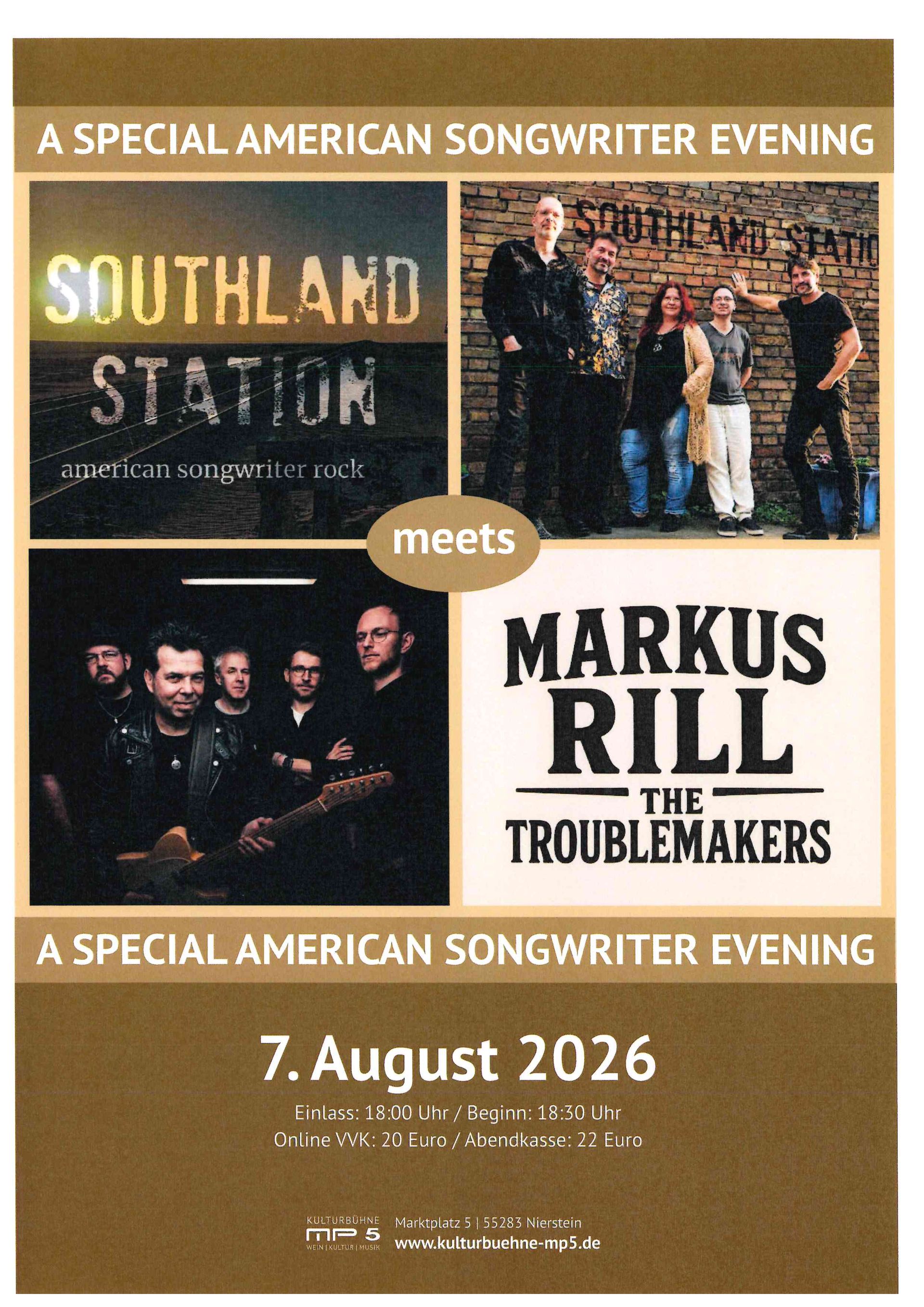 Plakat zur Ankündigung von American Songwriter Evening