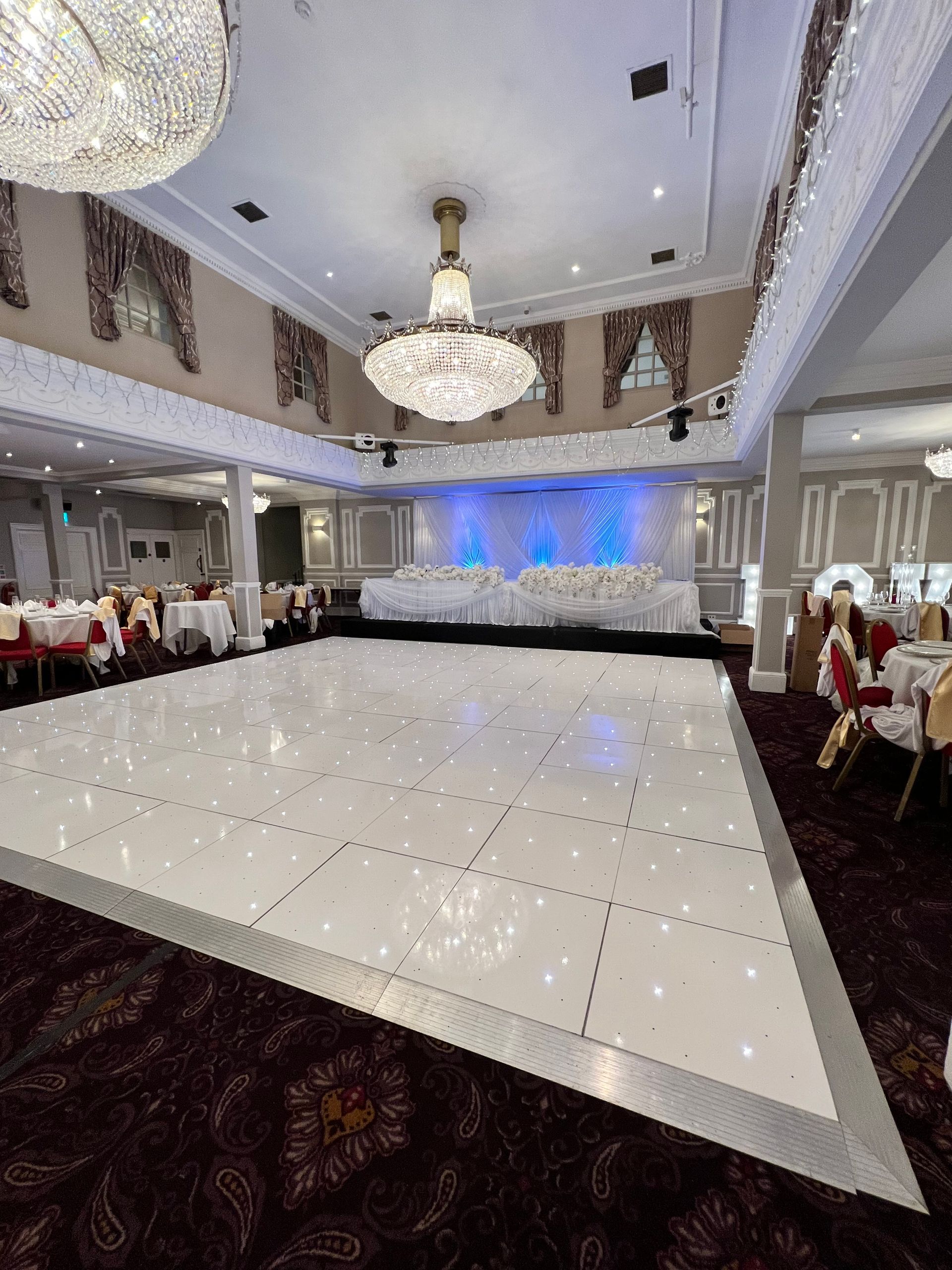 prince regent hotel white starlight led dance floor hire