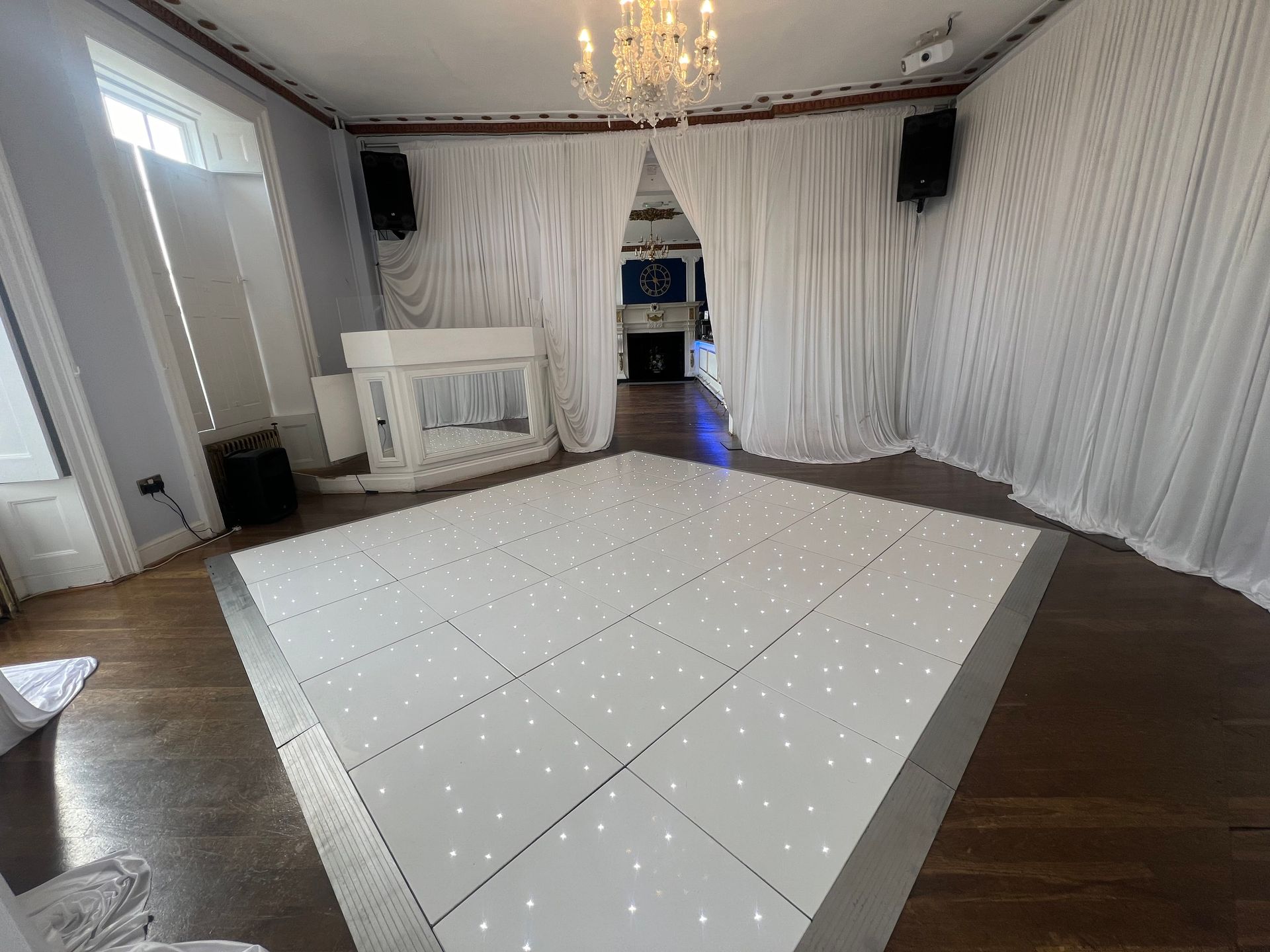 gosfiled hall white starlight led dance floor hire