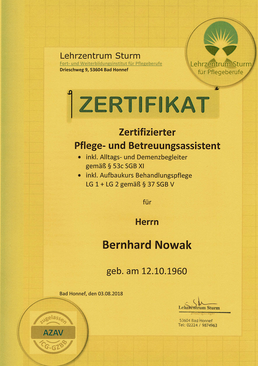 Zertifizierter Pflege- u. Betreuungsassisteint