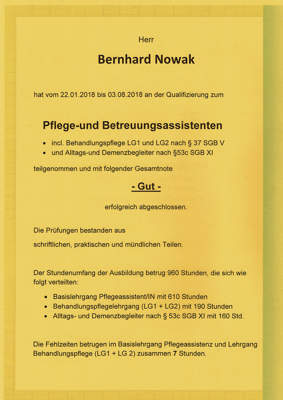 Zertifizierter Pflege- u. Betreuungsassisteint