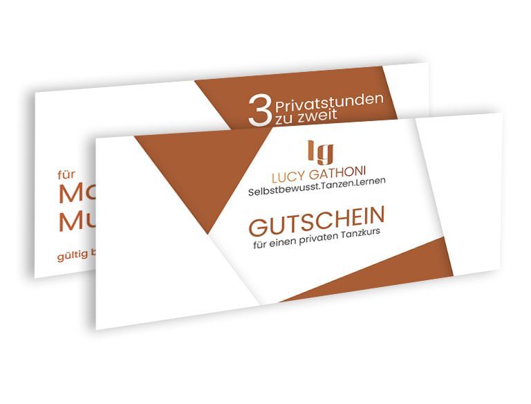 Abbildung eines Gutscheins für Tanzstunden bei der Tanzlehrerin Lucy Gathoni