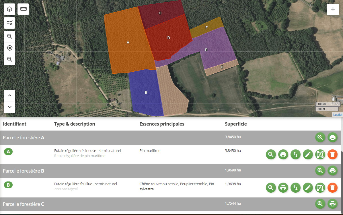 Exemple de carte de peuplement Cartographie forestière par Services Bois et Forêts