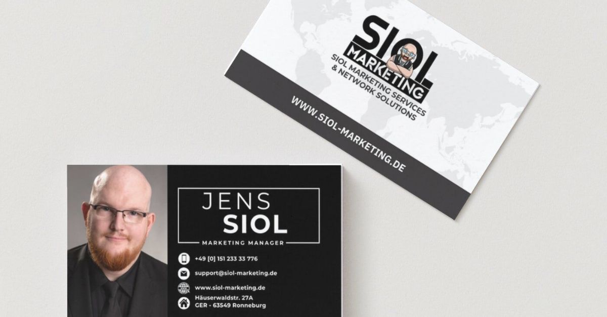 Visitenkarte von Jens Siol, dem Geschäftsführer von SIOL Marketing Services & Network Solutions.