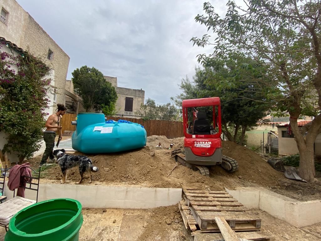 Access Vert réalisation de pose de cuve et récupération des eaux de pluie