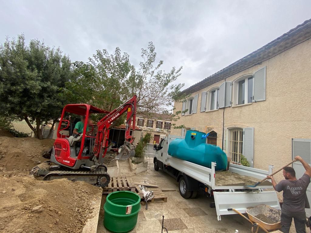 Access Vert réalisation de pose de cuve et récupération des eaux de pluie