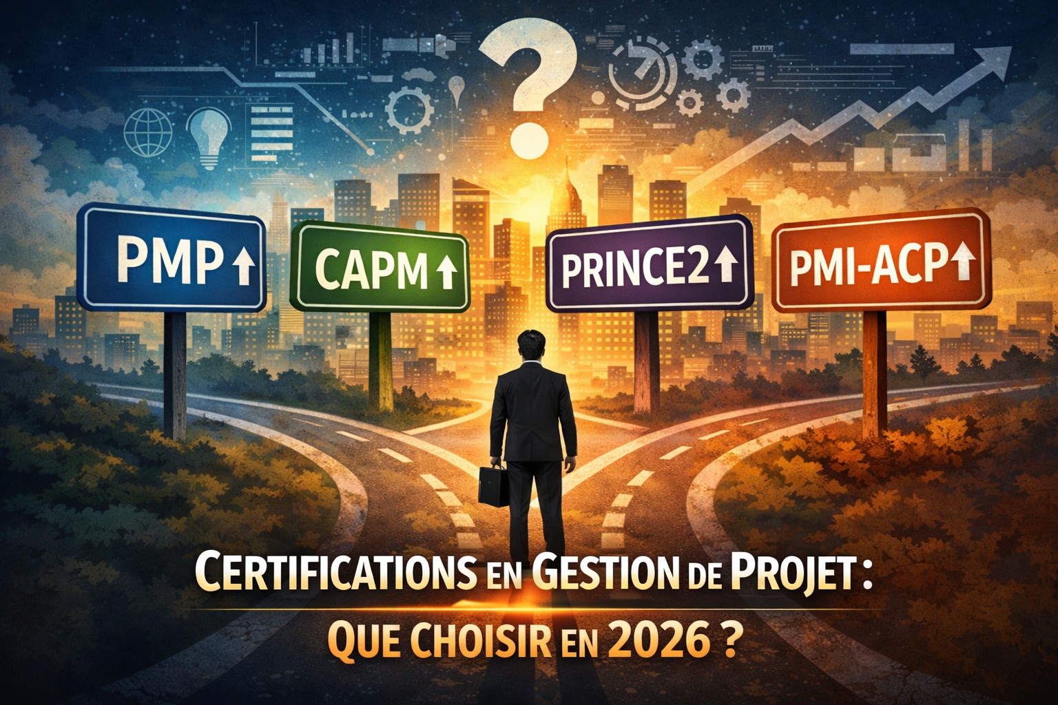 Un homme réfléchissant à quel chemin prendre parmi les certifications de gestion de projet.