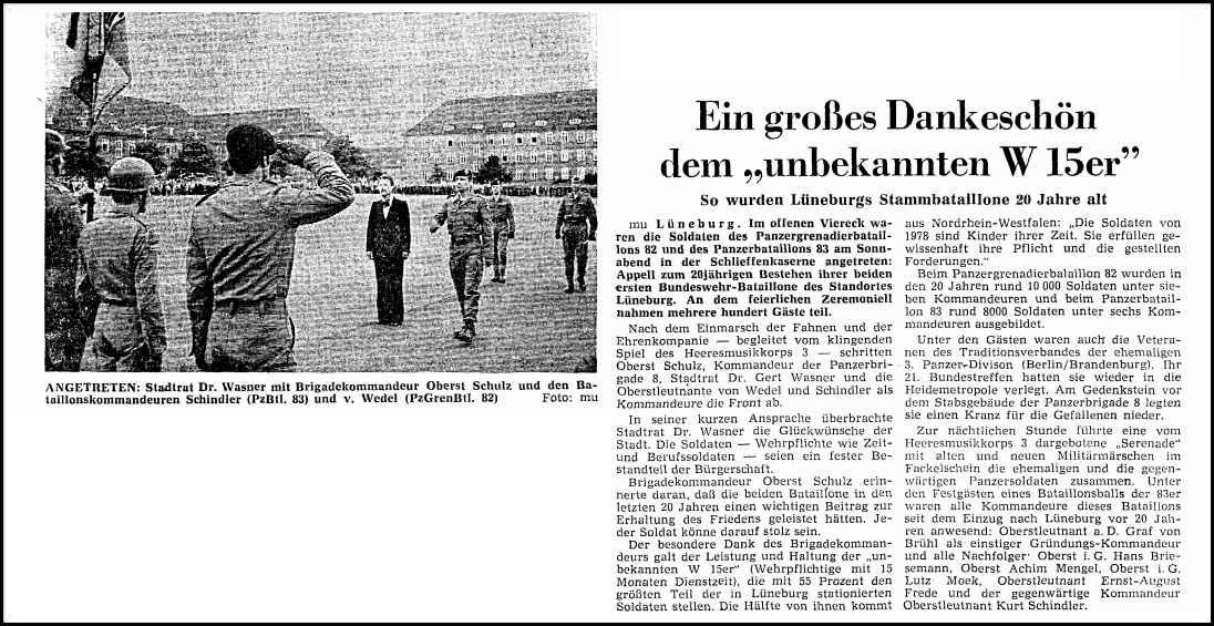 03.07.1978 20 Jahre Panzergrenadierbataillon 82. Quelle: LZ 20 Jahre Panzergrenadierbataillon 82