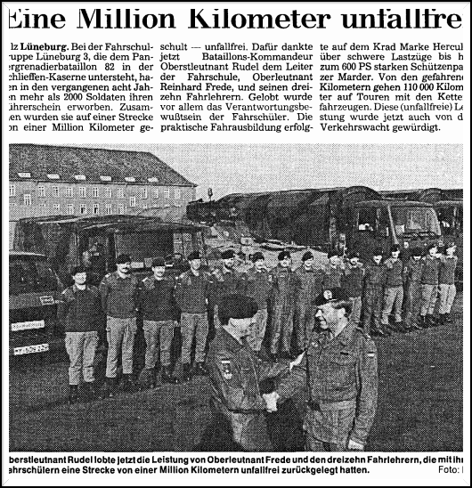 08.03.1989 1000000 Km Unfallfrei FahrschulGruppe Lüneburg 3 1000000 Km Unfallfrei, Panzergrenadierbataillon 82