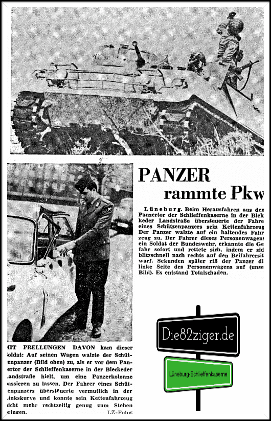 Panzer rammt Pkw . Quelle: LZ HS 30 rammt Pkw Panzergrenadierbataillon 82