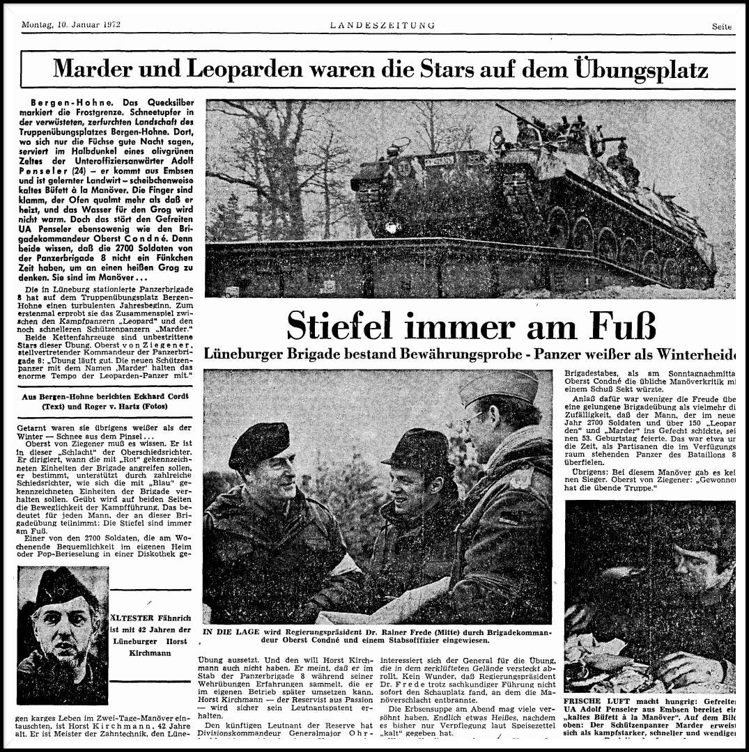 Januar 1972 Vorstellung SPZ. Marder, Quelle: LZ Vorstellung Spz. Marder, Panzergrenadierbataillon 82