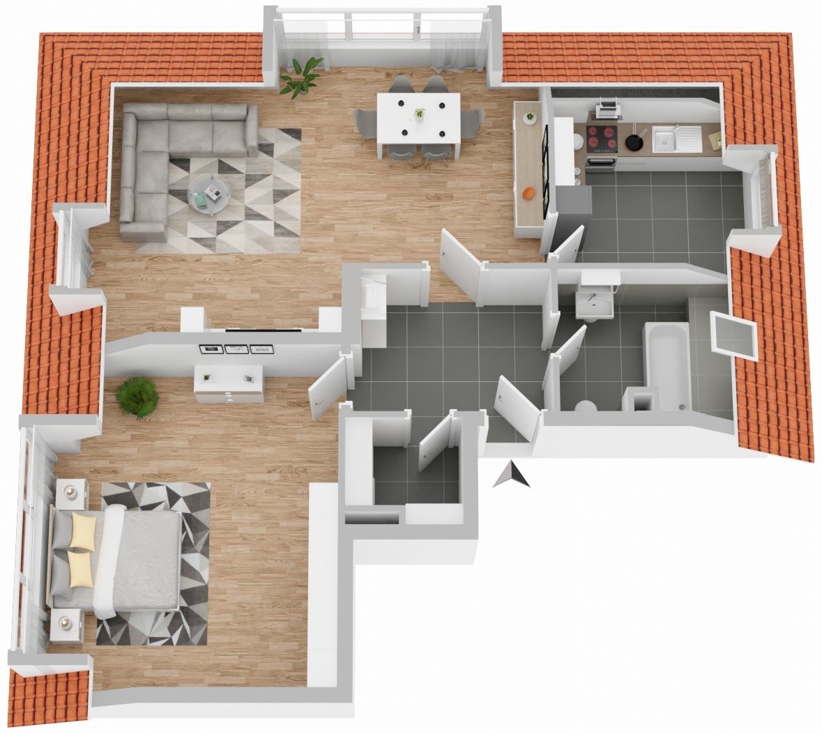 Grundrissübersicht der 2-Zimmer-Wohnung