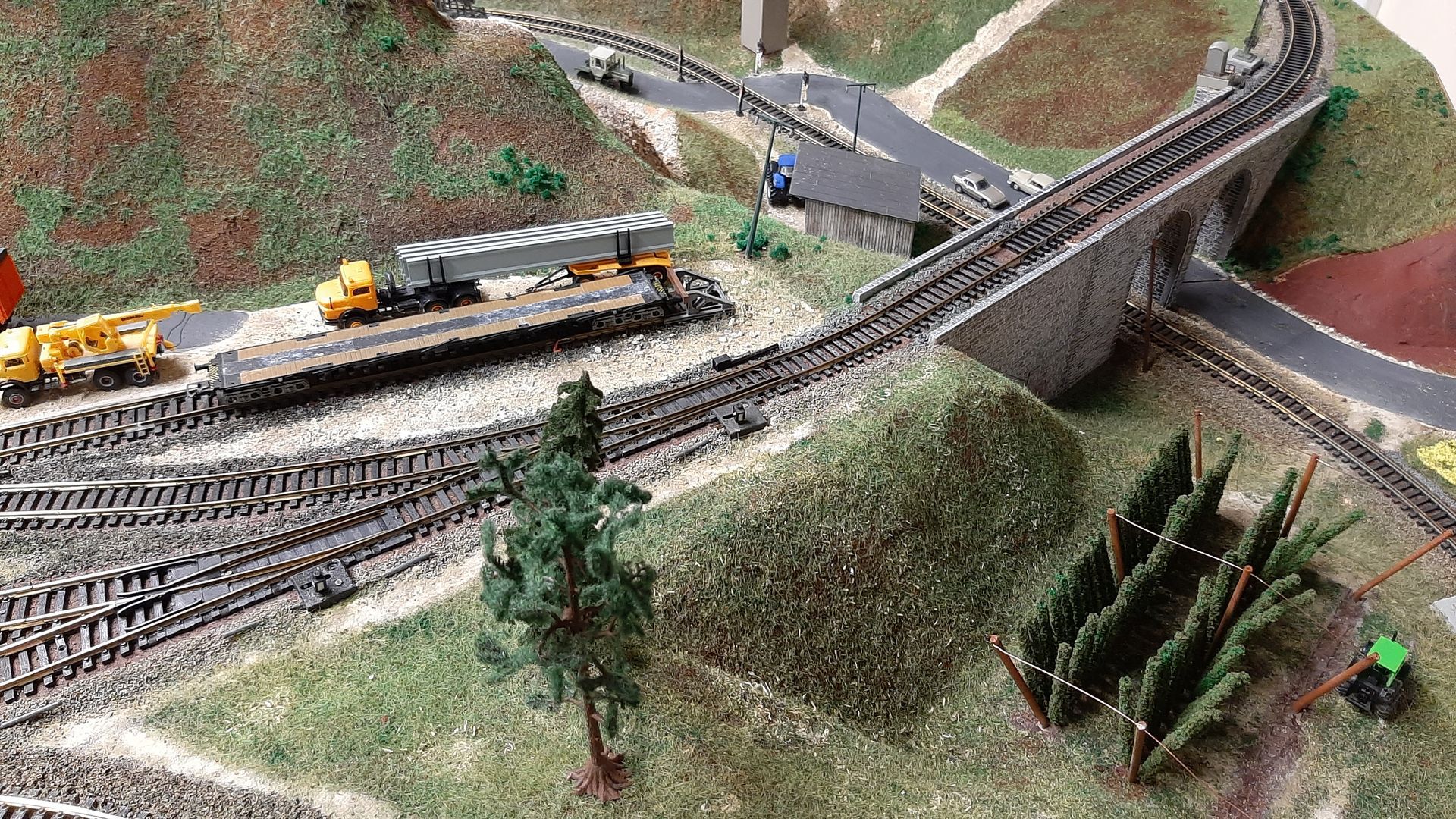 Viadukt und fertiges Hopfenfeld