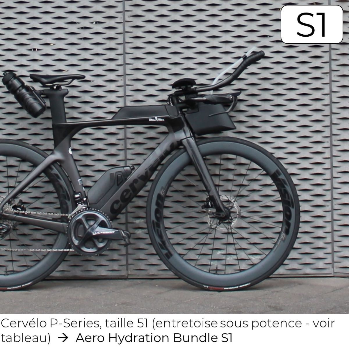 système d'hydratation triathlon s1 de www.stealth-parts.com/fr sur cervélo p-series taille 51