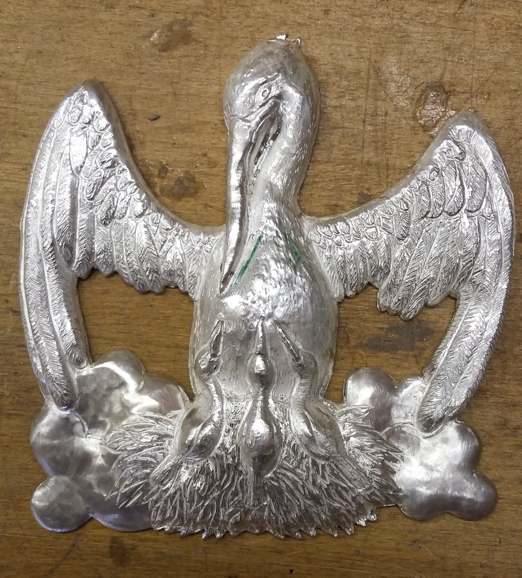 Pellicano eucaristico cesello su argento