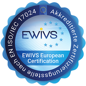 Zertifizierung nach DIN EN ISO/IEC 17024 durch EWIVS Certification GmbH