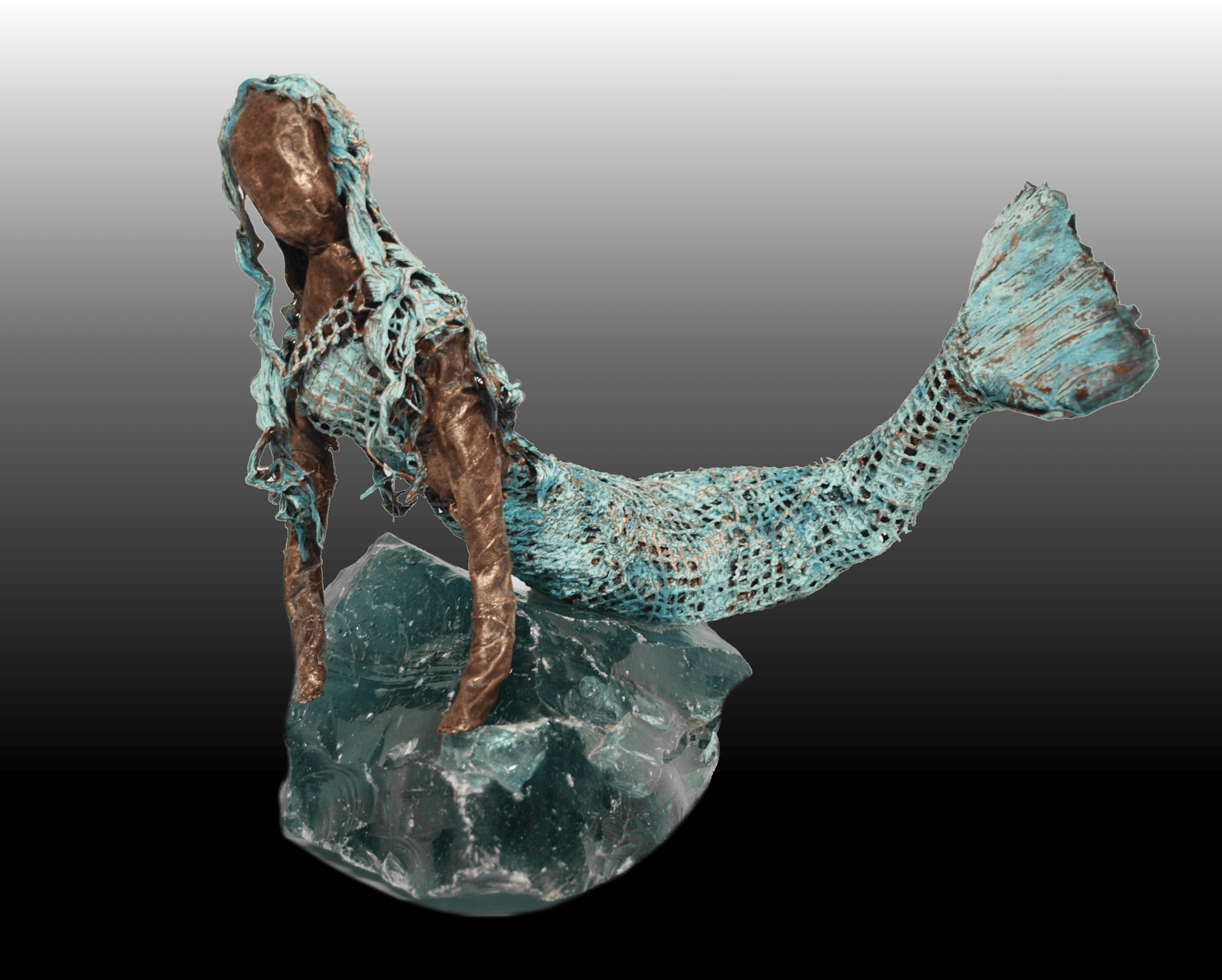 Metallplastik, Kunst, Metall, Acrylmalrei, Leinwand, Powertex, Meerjungfrau, Patina,Skulpturen, Figuren,Plastiken, Workshops