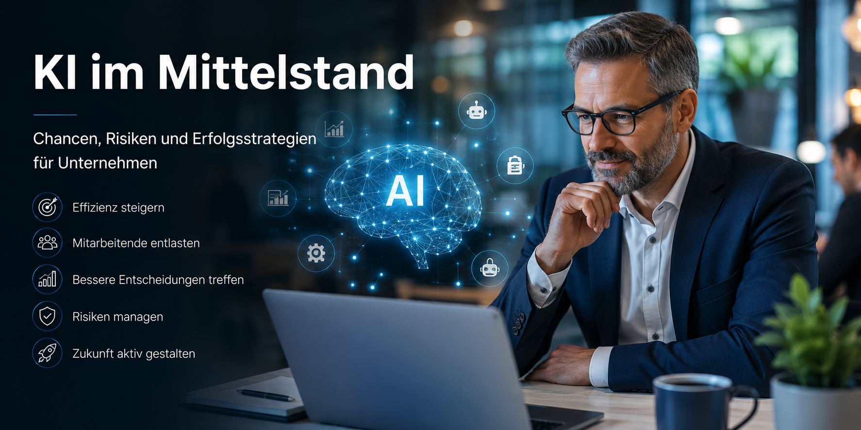 KI im Mittelstand. Mann am Rechner - ACUMCO