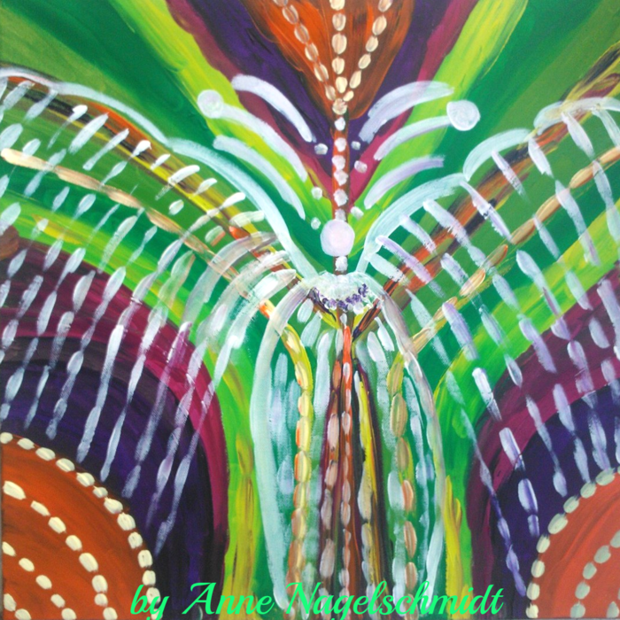 TaaiYaMa - Bewusstwerde-Coaching - Intuitives Bild von Erzengel Raffael und die Farben der Heilung - in Acryl