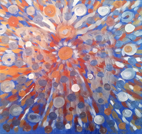 Mein Kosmischer Partner-Ich bin Viele - Intuitiv gemalt in 2005 - Anne Nagelschmidt - jeder Kreis auf dem Bild ist ein Bewusstseinsanteil - eine andere Energie - ein Orb