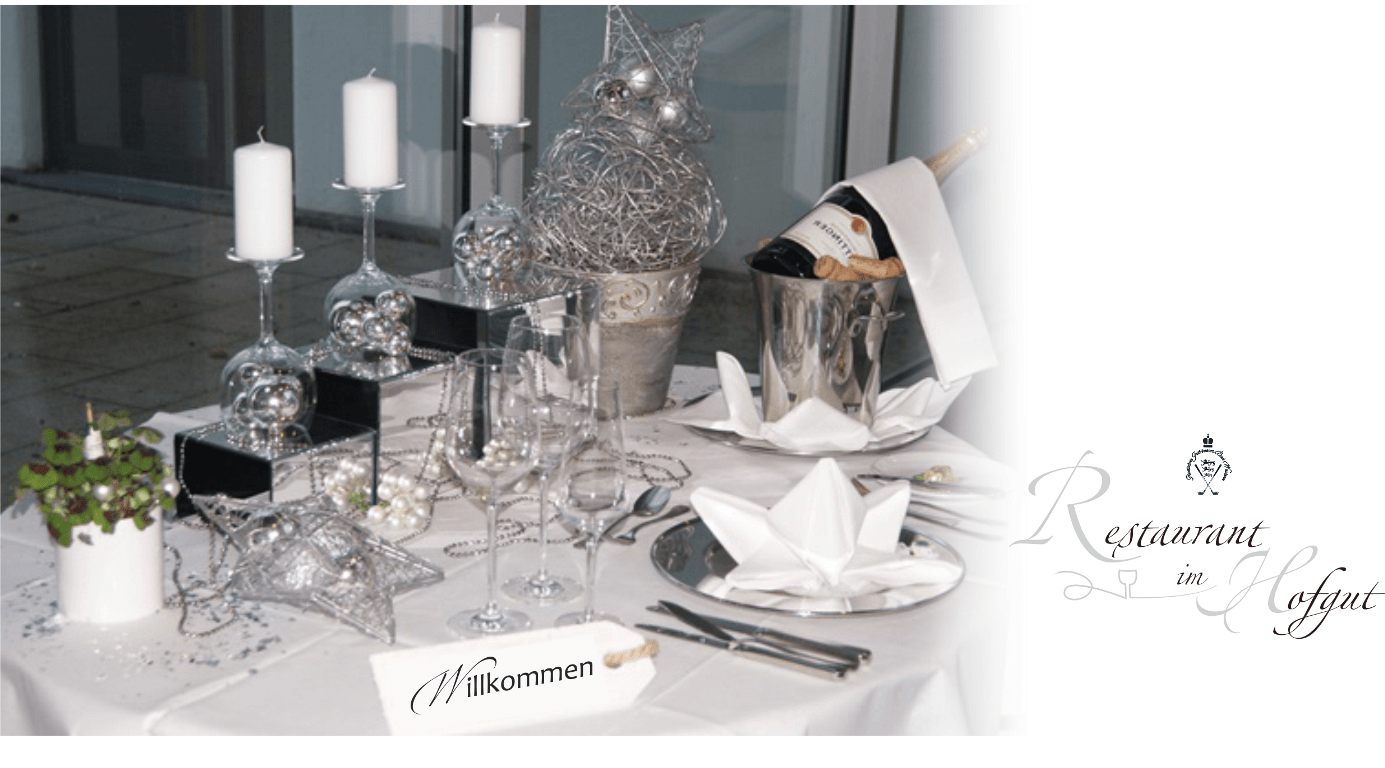 Silvester Gala Dinner, Bad Waldsee, Restaurant im Hofgut; Fürstliches Golf-Resort, 5-Gaenge-Menue, Pianomusik, Silvesterknaller