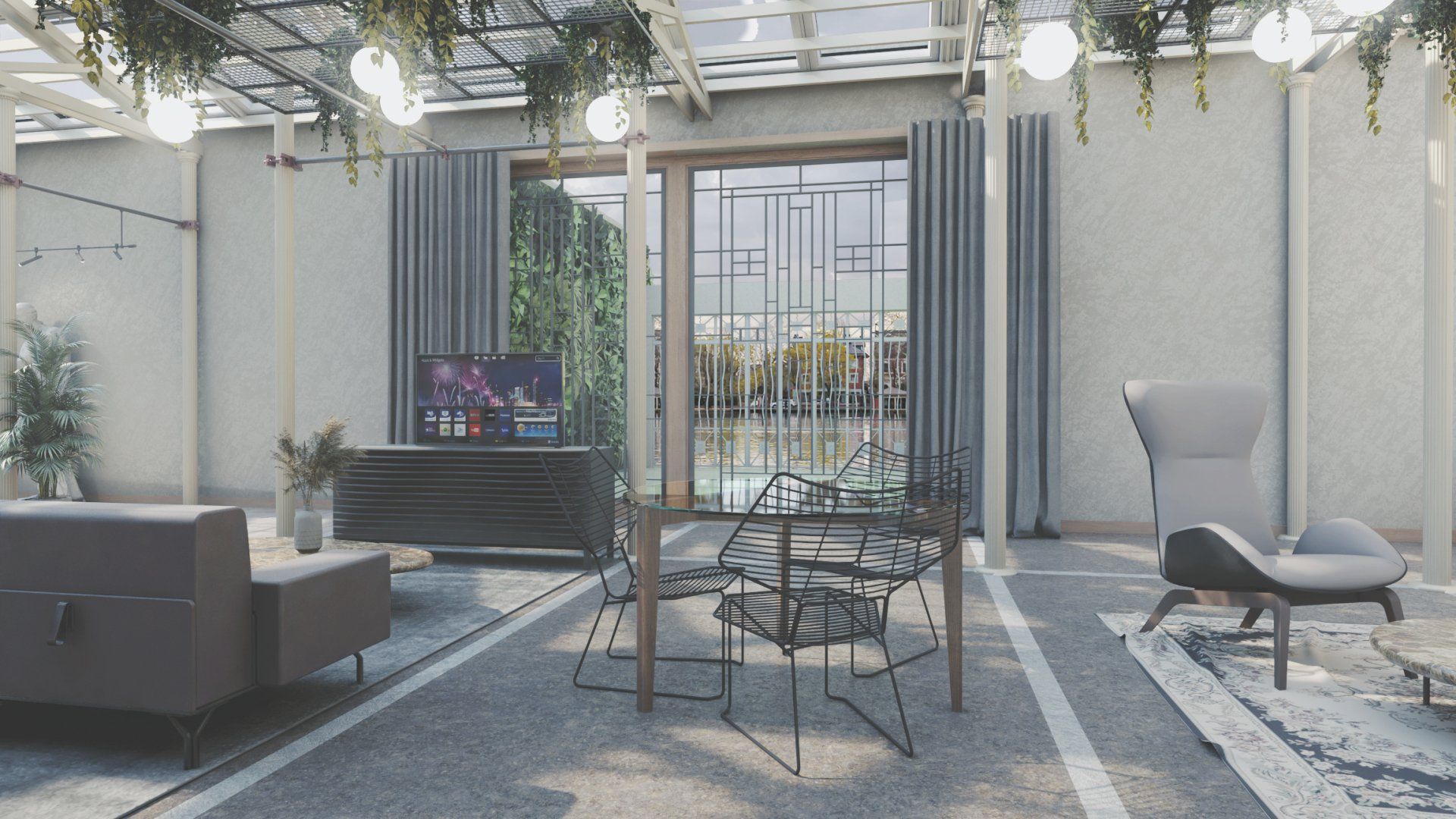 Render de propuesta para ineriorismo antiguo invernadero