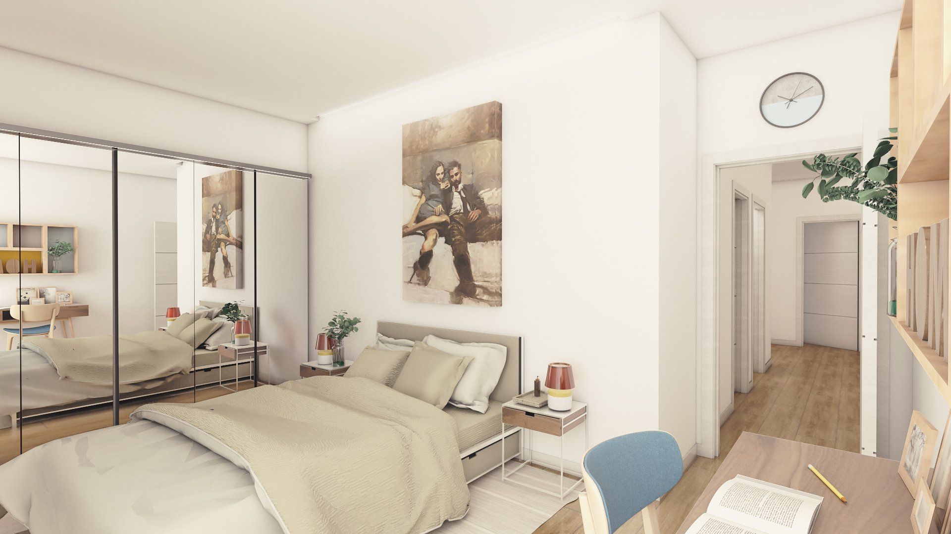 Realización de proyecto de Interiorismo para 3 viviendas de 80m2 en rehabilitación para constructora. Definición y realización de renders de los diferentes espacios para la reforma de las viviendas. Estilo vintage.