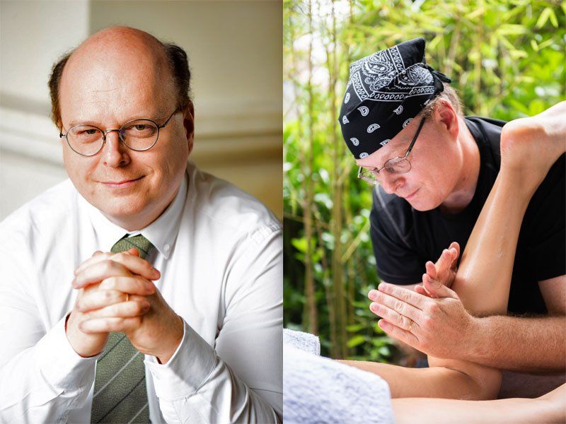 Cadre en entreprise et masseur