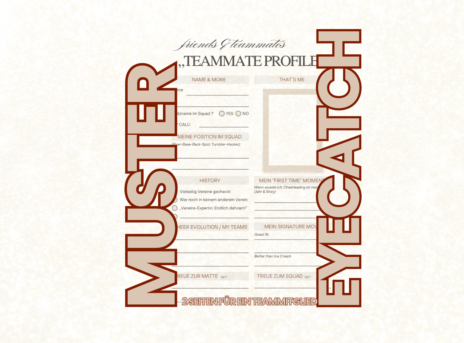 Muster-Steckbriefseite für 30 Crew-Mitglieder aus My Squad & Me.