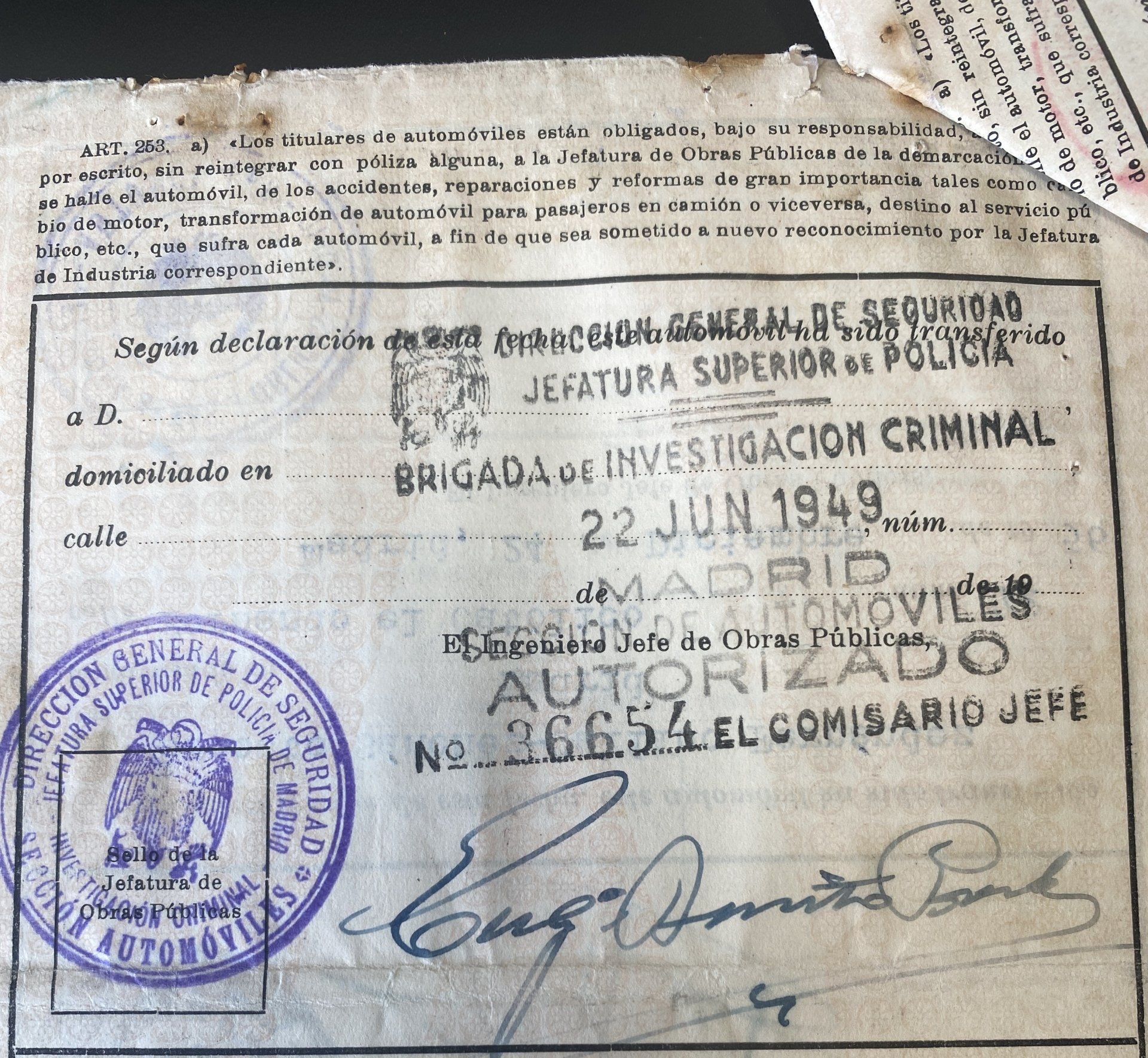 original Zulassung 1949 original Zulassung 1949