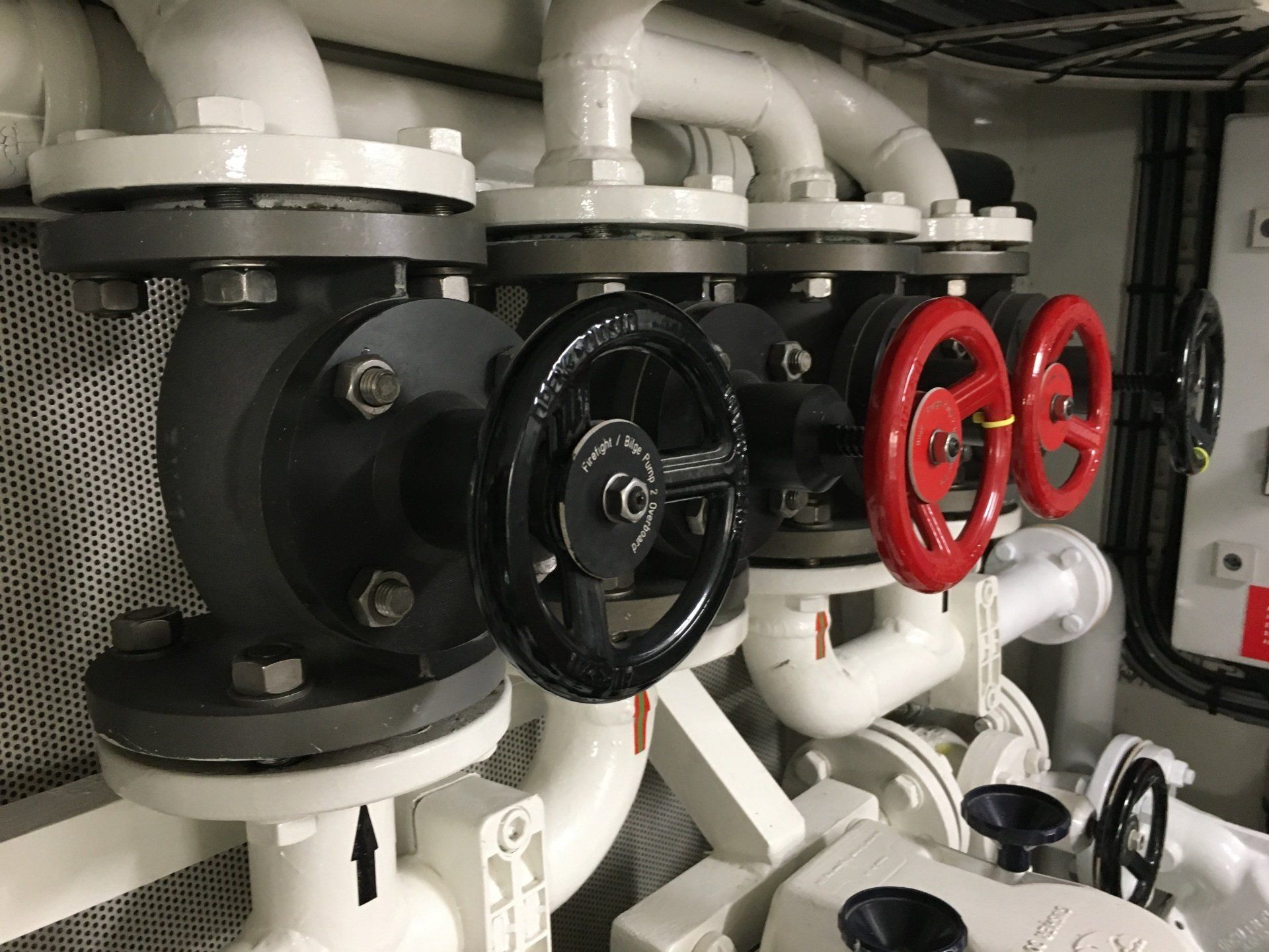 Pipe work in engine room