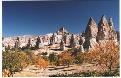 The city of Cappadocia had strange rock formations, in which people carved towns to seek shelter from conquerors. The city of Cappadocia had strange rock formations, in which people carved towns to seek shelter from conquerors.
