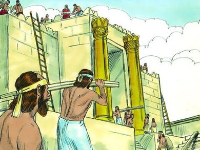 The Jewish people rebuilding the temple The Jewish people rebuilding the temple