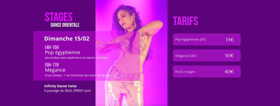 Stages de danse orientale à Lyon Vaise le 15 février 2026