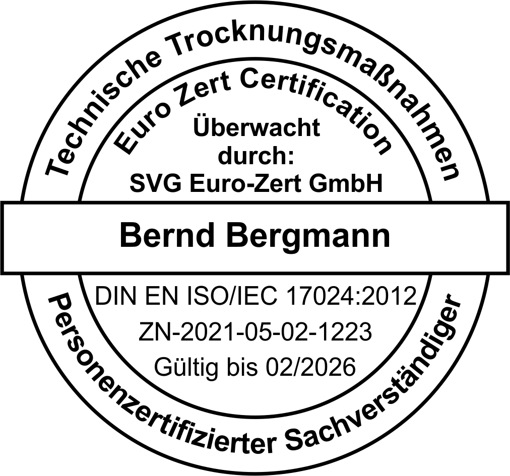 Technische Trocknungsmaßnahmen, Wasserschaden, Sarnierungsmaßnahmen, Wassertrocknung, Bautrocknung, Sachverständiger Wasserschaden