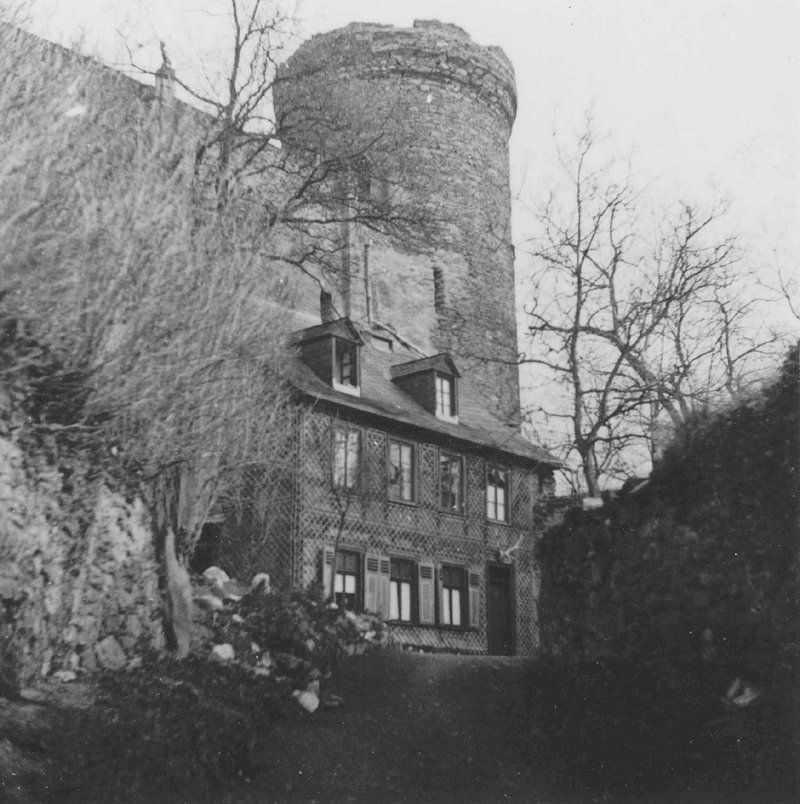 Altes Fachwerkhaus vor dem Marstall, erbaut 1723, abgebrannt 1963