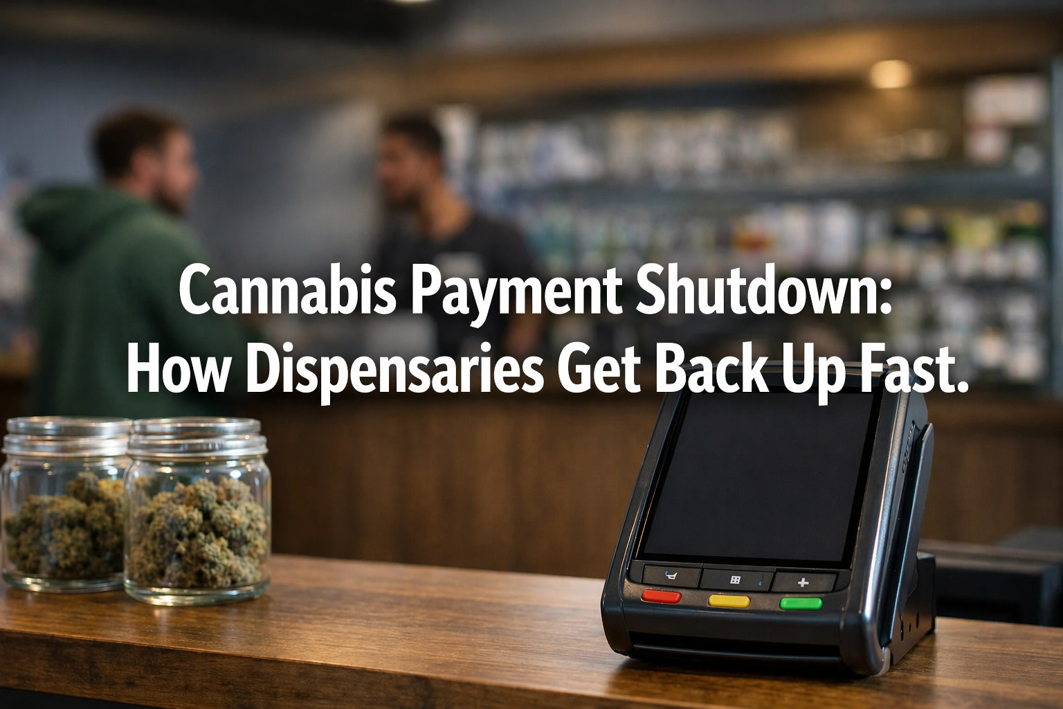 Image of a dispensary terminal. Cannabis Payment Shutdown: How Dispensaries Get Back Up Fast
