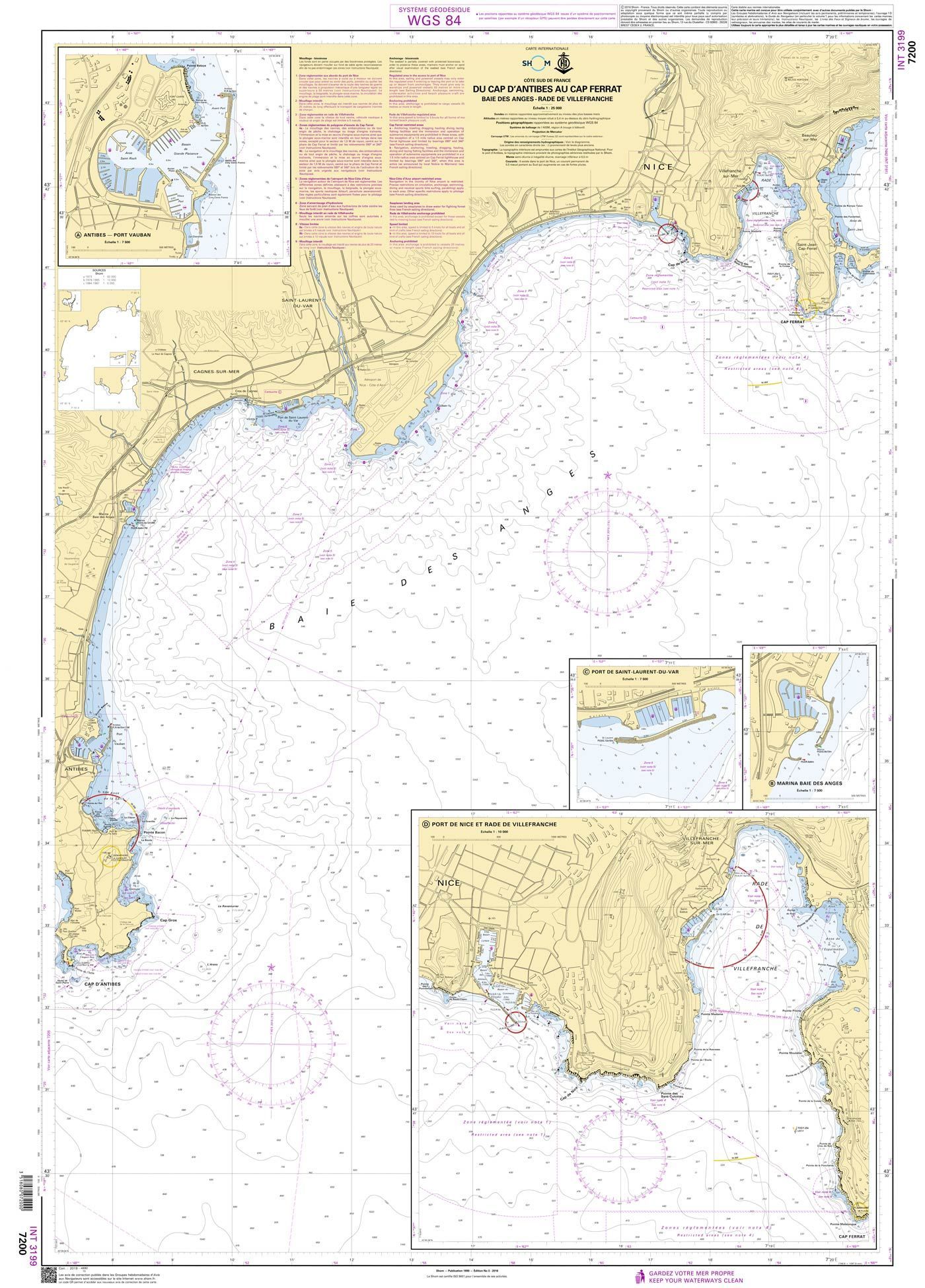 carte maritime du nice au cap d'antibes