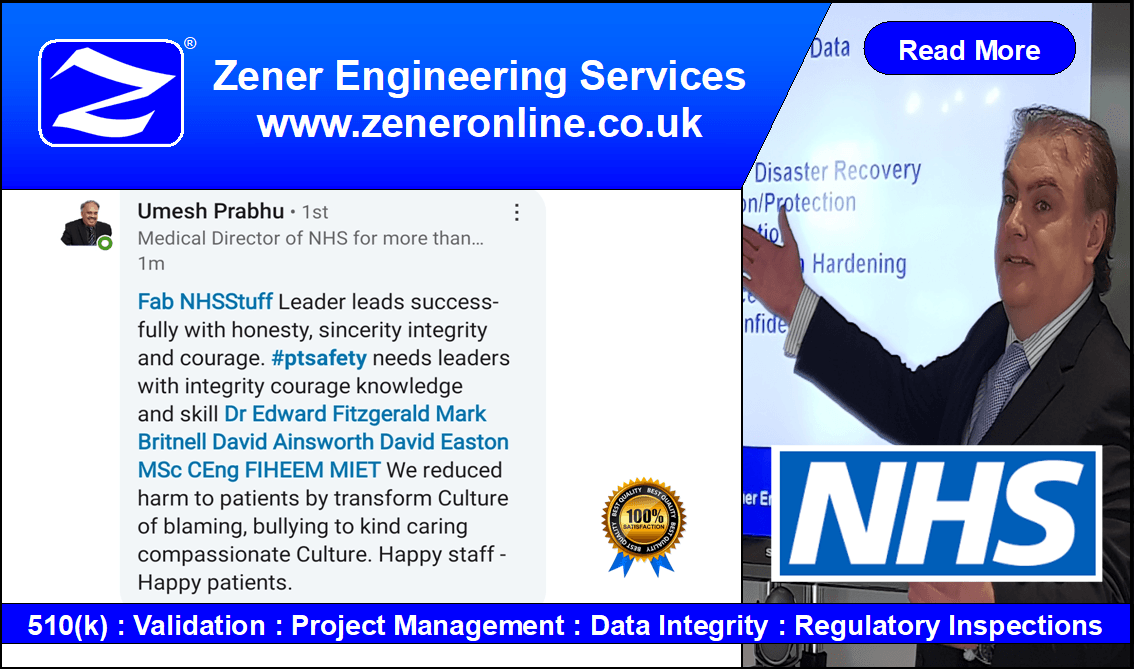 Post about David Easton Zener Engineering Services Director.