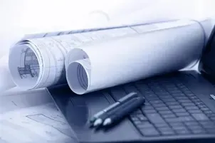 CAD Engineering Drawing And Laptop