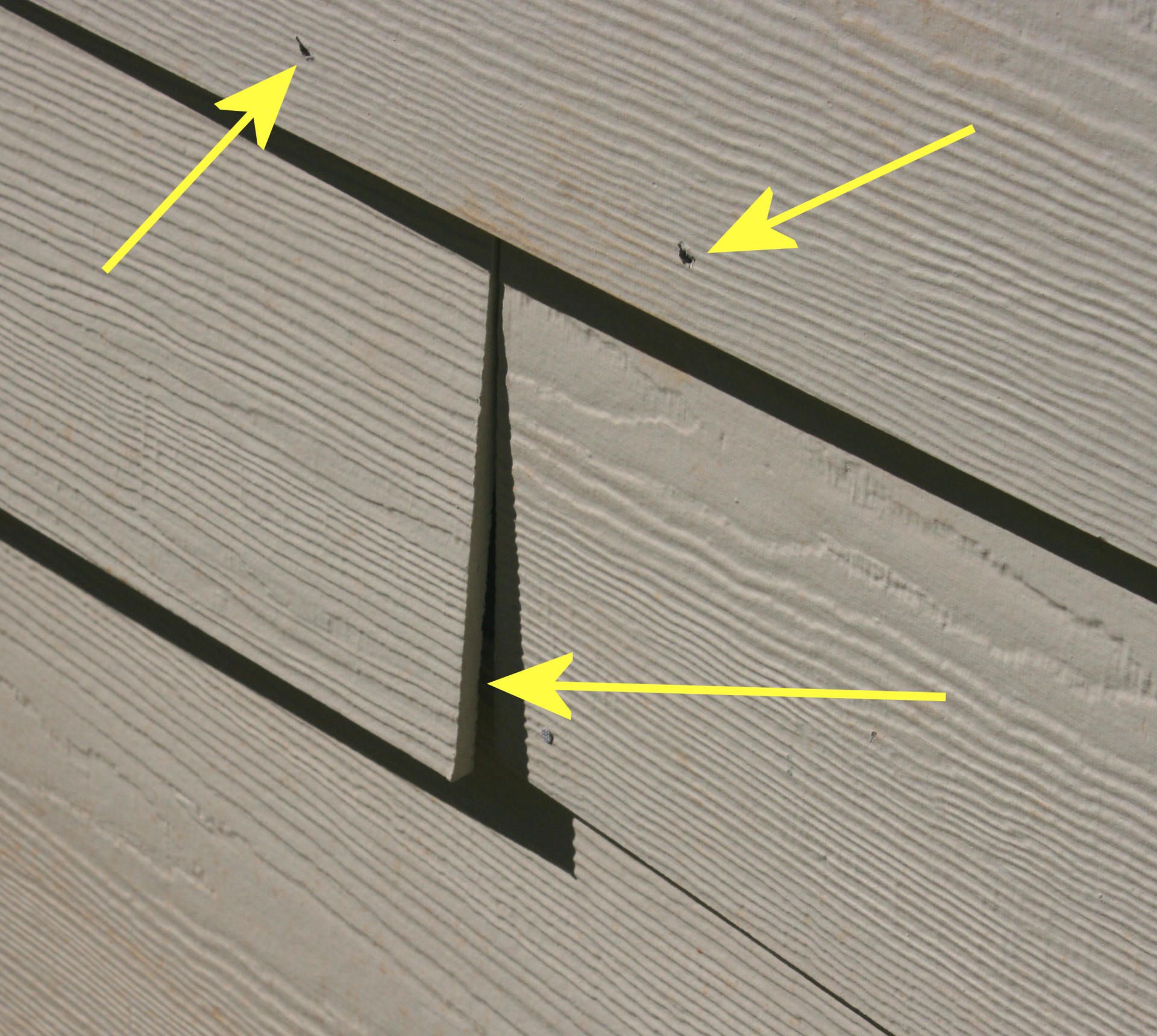 Poor workmanship on siding.