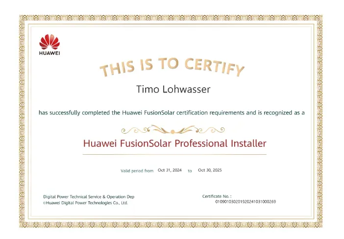 Huawei FusionSolar professioneller Installateur