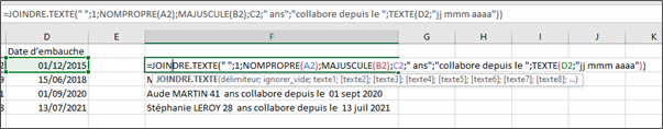excel joindre.texte format date