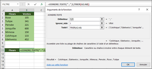 excel joindre.texte trier