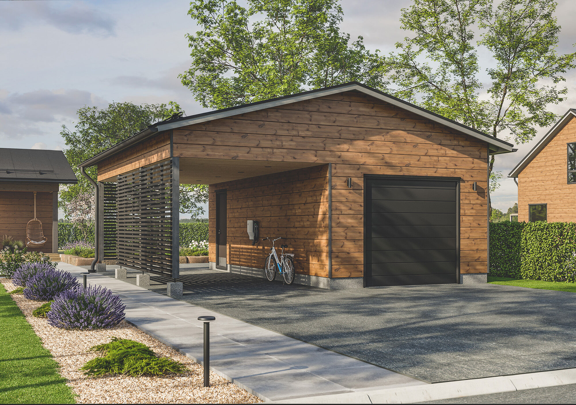 Garage, car port and workshop