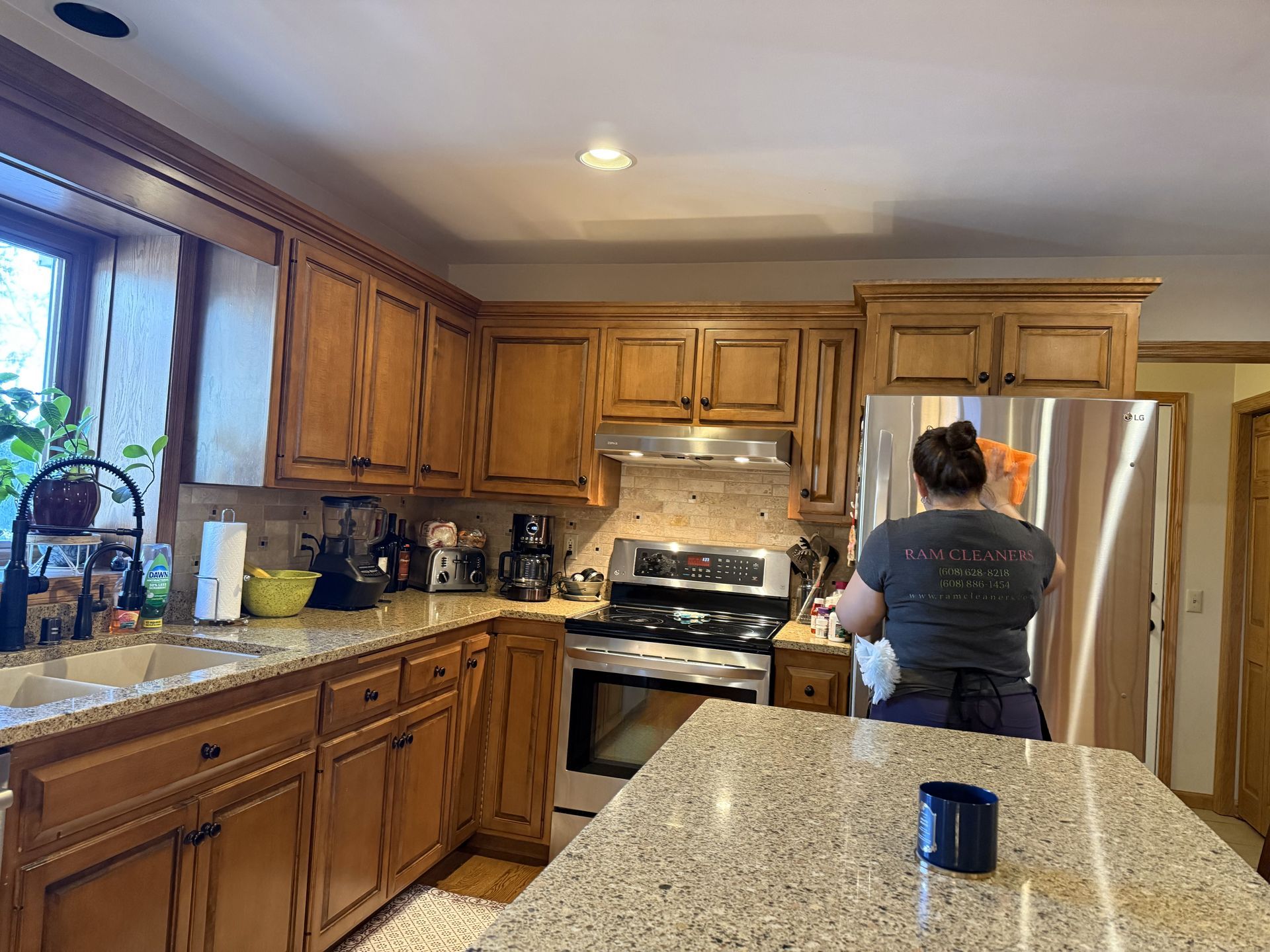 kitchen Cleaning cabinetry and appliances